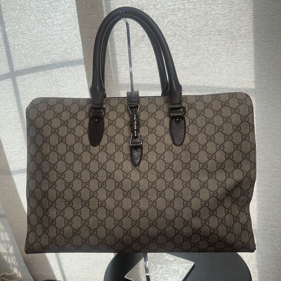 Authentic GUCCI OPHIDIA GG SUPREME CANVAS WEB TOP HANDLES XL TOTE BAG - Picture 1 of 16